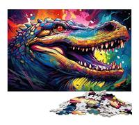 Puzzles pour Adultes 1000 pièces Fantaisie Crocodile coloré Puzzle découpé avec précision Bon Cadeau 1000 PCS (38x26cm)