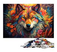 Puzzles pour Adultes 1000 pièces Fantasy Art coloré Loup Jeu Stimulant Jouets Puzzle de Noël Cadeaux 1000 pièces (75 x 50 cm)