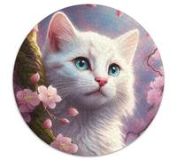 Puzzles pour Adultes 1000 pièces Fantasy Cat Puzzle Rond 1000 pièces Jeu Familial interactif, Convient aux 14 Ans et Plus 67,5 x 67,5 cm
