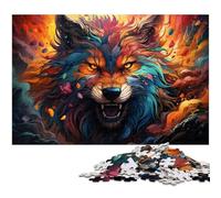 Puzzles pour Adultes 1000 pièces Fantasy Colorful Angry Wolf Jigsaw Puzzle Une œuvre d'art pour et Adolescent de 14 Ans et Plus 1000pcs (38x26cm)