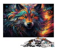 Puzzles pour Adultes 1000 pièces Fantasy Colorful Wolf Art Décoration de la Maison Puzzles Cadeaux de Noël 1000pcs (38x26cm)