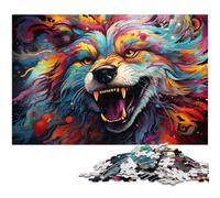 Puzzles pour Adultes 1000 pièces Fantasy Colorful Wolf Puzzle découpé avec précision Bon Cadeau 1000 PCS (38x26cm)