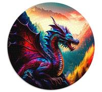 Puzzles pour Adultes 1000 pièces Fantasy Dragon Puzzles Ronds 1000 pièces pour Adultes Casse-tête Stimulant pour Adolescents, soirée de Jeux en Famille (Taille 67,5 x 67,5 cm)