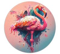 Puzzles pour Adultes 1000 pièces Fantasy Flamingo, Puzzle Rond en Papier, Jeu interactif Familial, Cadeau Casse-tête, Jouet éducatif (67,5 x 67,5 cm)
