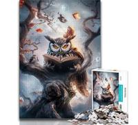 Puzzles pour Adultes 1000 pièces Fantasy Owl 1000 pièces Jigsaw Staycation Kill Time avec Affiche Assortie et Feuille de Questions 26x38cm