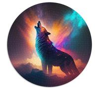 Puzzles pour Adultes 1000 pièces Fantasy Wolf Puzzle Rond 1000 pièces Jeu Familial interactif, adapté aux 14 Ans et Plus 67,5 x 67,5 cm