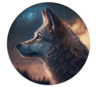 Puzzles pour Adultes 1000 pièces Fantasy Wolf Puzzle Rond 1000 pièces Jeu Familial interactif, adapté aux 14 Ans et Plus 67,5 x 67,5 cm
