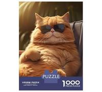 Puzzles pour Adultes, 1000 Pièces, Fat Cat Chilling Glasses Puzzles Adolescents, Jeu de Main, Défi Difficile, Jeu sophistiqué, Cadeaux 70 x 50 cm/1000 pièces