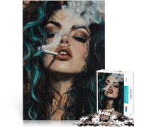 Puzzles pour Adultes 1000 pièces Femme Accro au Tabac Fait de Bois,pour Les 14 Ans et Plus avec des pièces complètement interconnectées de Formes aléatoires Améliorer l'amour Entre Les Couples。