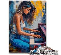 Puzzles pour Adultes 1000 pièces Femme Jouant du Piano Soulagement du Stress Défi Difficile Convient pour la décoration de Bureau 50x75cm