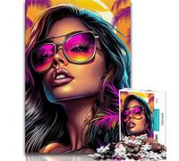 Puzzles pour Adultes 1000 pièces Femme Portant des Lunettes de Soleil, Jouets de Bricolage, est idéal comme Cadeau pour Toute la Famille Convient pour Et 14 38x26cm