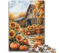 Puzzles pour Adultes 1000 pièces Ferme Citrouille Tournesol Aide Le Cerveau à exercer Jouets addictifs pour cultiver la Patience Interaction Parent-Enfant 26x38cm
