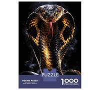 Puzzles pour Adultes 1000 Pièces Fierce Cobra Snake Portrait Puzzles pour Adolescents Vacances À La Maison Tuer Le Temps Stimuler Le Cerveau Cadeaux d'anniversaire Et De Noël Uniques 70x50cm/1000pcs