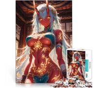 Puzzles pour Adultes 1000 pièces Fille démon aux Tatouages dorés Jeu intellectuel Jouet avec Affiche et Feuille de Questions correspondantes 52x38cm