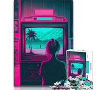 Puzzles pour Adultes 1000 pièces Fille regardant la télévision 1000 pièces pour Adolescents, Jouet éducatif, Jeux familiaux Amusants, décoration d'intérieur Unique (Taille 38x26cm)