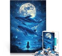 Puzzles pour Adultes 1000 pièces Fille regardant Les Baleines Jouet éducatif d'apprentissage Jeu de défi Unique 52x38cm