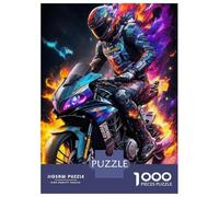 Puzzles pour Adultes 1000 Pièces Firestorm Motorcycle Adventure Puzzles pour Adolescents Jeux De Détente Une Œuvre d'art Cadeaux Uniques pour Un Anniversaire Ou Noël 52x38cm/1000pcs
