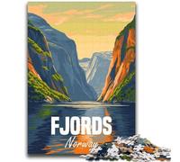 Puzzles pour Adultes 1000 pièces Fjords Norvège Aidez Le Cerveau à exercer des Jouets addictifs pour cultiver la Patience Une œuvre d'art (Taille 38x52cm)
