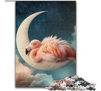 Puzzles pour Adultes 1000 pièces Flamant Rose sur la Lune, Jeux éducatifs et décoration d'intérieur, idéal comme Cadeau pour Toute la Famille (Taille 50x75cm)