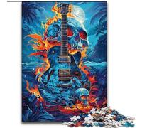 Puzzles pour Adultes 1000 pièces Flame Guitar Jigsaw Home Decor Brain Teaser Game for Teens & Family Interaction (Taille : 50x75cm)