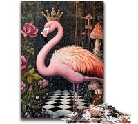 Puzzles pour Adultes 1000 pièces Flamingo Queen Jeu Stimulant et Jeu Familial Décoration Murale Cadeaux d'anniversaire et de Noël Uniques 38x26cm