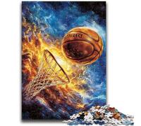 Puzzles pour Adultes 1000 pièces Flamme Basket-Ball Anti-Stress Défi Difficile Décoration d'intérieur Unique et Cadeaux 26x38cm