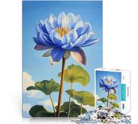 Puzzles pour Adultes 1000 pièces Fleur de Lotus Bleu Jouets Jeux éducatifs Soulagement du Stress Œuvre d'art 52x38cm