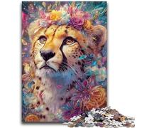 Puzzles pour Adultes 1000 pièces Fleur Léopard Défi d'intelligence cérébrale Jouets addictifs Cadeau d'anniversaire, Cadeaux, Art Mural 26x38cm