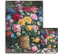 Puzzles pour Adultes 1000 pièces Fleurs Art Floral Puzzles en Bois Jeux éducatifs, avec Affiche et fiche de Questions-réponses pour Les 14 Ans et Plus 50x75cm