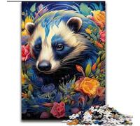 Puzzles pour Adultes 1000 pièces Fleurs de Blaireau à Miel en Bois,ce Qui en Fait Un Excellent Cadeau pour s'amuser en Famille 50x75cm pour Les Adolescents et Les Loisirs en Famille
