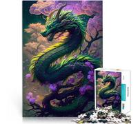 Puzzles pour Adultes 1000 pièces Fleurs de Dragon Vert Jouet éducatif intellectuel décompressant Cadeau Amusant 38x26cm