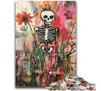 Puzzles pour Adultes 1000 pièces Fleurs et crânes de Style Basquiat Stimulez Votre Cerveau Jouets addictifs pour cultiver la Patience Convient aux Couples 50x75cm