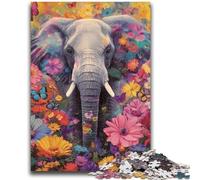 Puzzles pour Adultes 1000 pièces Fleurs et éléphants Jouets Jeux éducatifs Soulagement du Stress Décoration d'intérieur Unique et Cadeaux 50x75cm