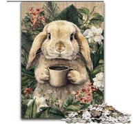Puzzles pour Adultes 1000 pièces Fleurs et Lapins, Jeu Familial Anti-Stress, défi Difficile, renforce l'amour Entre Couples (Taille 26x38cm)