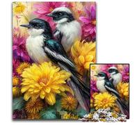 Puzzles pour Adultes 1000 pièces Fleurs et Oiseaux Puzzles en Bois Casse-tête éducatif, Décoration Artistique pour la Maison et Le Bureau, 14 Ans et Plus 50x75cm