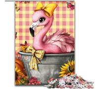 Puzzles pour Adultes 1000 pièces Fleurs Flamant Rose Jouets éducatifs et ludiques Activités à la Maison, Cadeau d'anniversaire, Cadeaux de Voyage 50x75cm