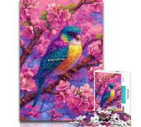 Puzzles pour Adultes 1000 pièces Fleurs Moineaux Puzzles pour Adolescents, Anti-Stress Défi Difficile Décoration d'intérieur Unique et Cadeaux 26x38cm