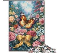 Puzzles pour Adultes 1000 pièces Fleurs Papillon, Jeu Familial Anti-Stress Défi Difficile Renforcer l'amour Entre Couples (Taille 26x38cm)
