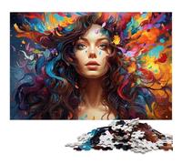 Puzzles pour Adultes 1000 pièces Fleurs psychédéliques colorées et Puzzle Femme Une œuvre d'art pour et Adolescent de 14 Ans et Plus 1000 pièces (75 x 50 cm)