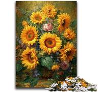 Puzzles pour Adultes 1000 pièces Fleurs Tournesol Art pour Les 14 Ans et Plus Jeux Amusants Activités Amusantes à la Maison, Cadeaux d'anniversaire, Cadeaux de Voyage 38x26cm