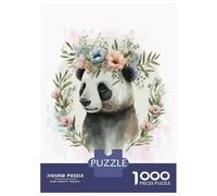 Puzzles pour Adultes 1000 Pièces Floral Panda Bear Painting Puzzle pour Adultes Jeu De Réflexion Une Œuvre d'art Activités Amusantes À La Maison 52x38cm/1000pcs