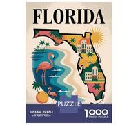 Puzzles pour Adultes 1000 Pièces Florida The Sunshine State Travel Puzzles pour Adolescents Découpe De Précision Difficulté Et Défi Cadeaux d'anniversaire Et Cadeaux Uniques 52x38cm/1000pcs