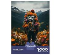 Puzzles pour Adultes 1000 Pièces Flower Hiking Backpacks for Men Puzzles pour Adultes pour S'amuser en Famille Activités Amusantes À La Maison Cadeaux pour Les Amis Et La Famille 38x26cm/1000pcs