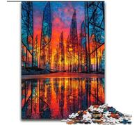 Puzzles pour Adultes 1000 pièces Forêt de vitraux, Aide Le Cerveau à exercer des Jouets addictifs pour cultiver la Patience et améliorer la mémoire (Taille 26x38cm)