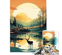Puzzles pour Adultes 1000 pièces Forêt Sauvage Jeu vectoriel Stimulant l'intelligence Jouet addictif Jeu Manuel Une œuvre d'art Idée Cadeau (Dimensions 38x26cm)