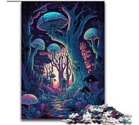 Puzzles pour Adultes 1000 pièces Forêts de Champignons psychédéliques en Bois, activité Amusante à la Maison 50x75cm Activité de Jeu familiale captivante
