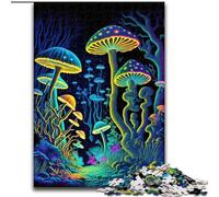 Puzzles pour Adultes 1000 pièces Forêts de Champignons psychédéliques en Bois, décoration Parfaite pour la Maison ou Le Bureau, Cadeau de Noël idéal 50x75cm pour Un Jeu interactif en Famille