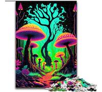 Puzzles pour Adultes 1000 pièces Forêts de Champignons psychédéliques en Bois, idée Cadeau Unique de décoration d'intérieur à Faire soi-même 50x75cm Fête d'anniversaire pour Hommes Femmes