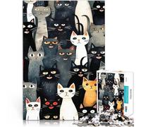 Puzzles pour Adultes 1000 pièces Foule de Chats Séjour Anti-Stress pour Tuer Le Temps Renforcer l'amour Entre Les Couples 50x70cm