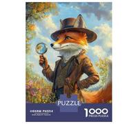 Puzzles pour Adultes 1000 Pièces Fox Detective Puzzles pour Adultes Jeu Manuel Décoration Parfaite Activités Amusantes À La Maison 70x50cm/1000pcs